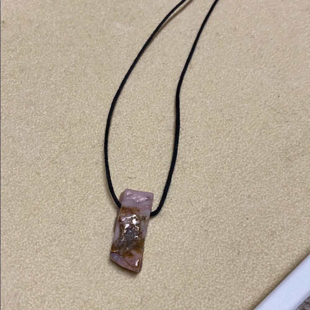 Pink Opal on Black Cord